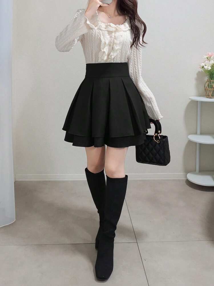 Tall Women's Elastic Waist Casual Knee-Length Skirt