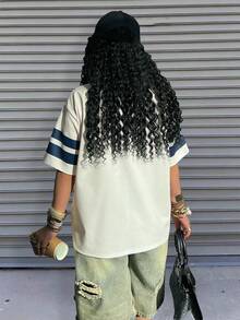 Rovax 女士V领短袖休闲T恤，印有数字 - 彩色 - 查看 2