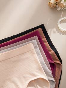 SHEIN 6pcs/Pack Women's Comfortable High Waist Seamless Briefs - Multicolor - View 5