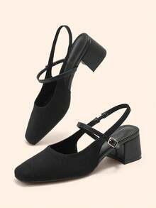 CUCCOO BASICS Women's Fashionable Versatile Minimalist Backless Pumps - Black - View 3