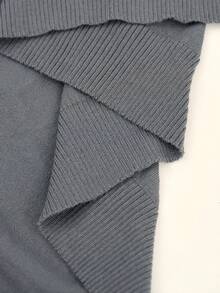 RONVEXI 男士纯色落肩长袖V领休闲针织开衫 - 深灰色 - 查看 7