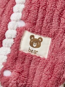 PETSIN 1pc Red Vertical Pattern Plush Flower Edge Pet Tank Top For Autumn And Winter Thickened Warmth, Cute Leisure Pet Thickened Clothes