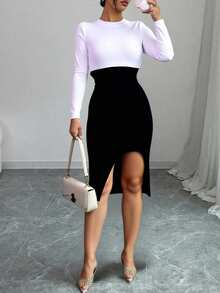 Women Sweater Dresses - White - View 2
