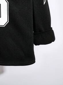 Tween Boy 运动休闲 V 领大字母图案运动衫，适合秋季、春季、冬季，适合户外玩耍、学校、街头风格、派对和居家休闲，物超所值 - 黑色 - 查看 8