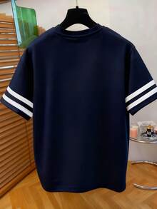 Men's Round Neck Printed Embroidered T-Shirt - Round Neck Casual Top - Lightweight T-Shirt Suitable For All Seasons - Multicolor - View 2