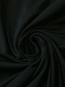 SHEIN LUNE 大码女式纯色镂空落肩抽绳卫衣，休闲家居服，毕业典礼，女教师，返校套头卫衣 - 黑色 - 查看 6