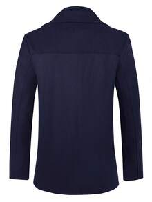 Manfinity Mode 男士时尚冬季拉链纽扣大衣 - 藏蓝色 - 查看 2