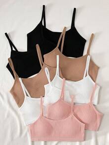 Bộ 8 áo ngực cotton có đệm lót màu trơn dành cho bé gái, chất liệu vải cotton-spandex thoải mái, phù hợp với mọi mùa, độ tuổi từ 8-12 - Nhiều màu - Xem 3