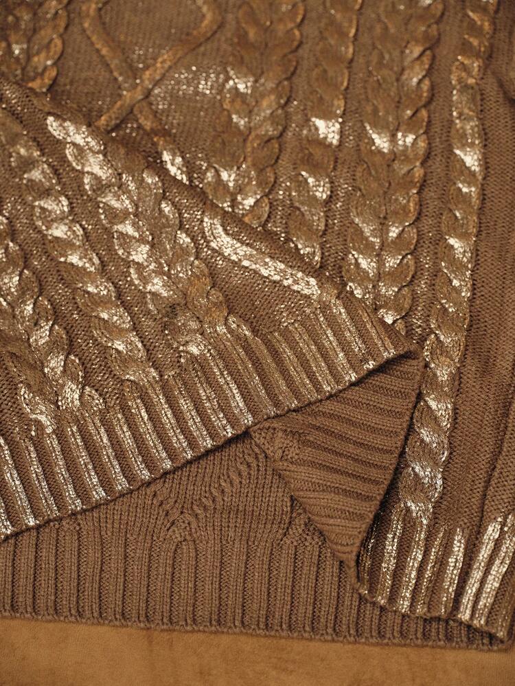 Maglione vintage elegante da donna, maglia larga a collo tondo con design in lamina adatto per feste, club, autunno, inverno, primavera, Capodanno, Ringraziamento, lavoro