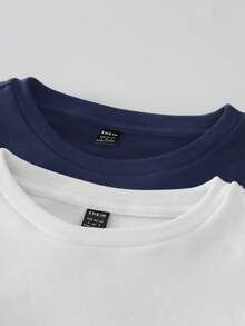 SHEIN BASICS 2 chiếc áo thun ngắn tay dài cổ tròn dệt kim trơn dành cho nữ, vải ấm nâng cấp, lót nhiệt mà không cồng kềnh, áo thun co giãn cơ bản đa năng cho mùa thu đông dành cho nữ - Màu xanh lam - Xem 7