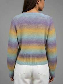 Glamine Sweater Rajut Pullover Ombre Lengan Raglan Model Silang - MultiWarna - View 2