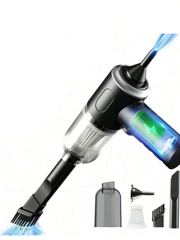 1 pieza Mini aspiradora inalámbrica potente para coche, aspiradora y sopladora multifuncional para limpieza del hogar, adecuada para limpiar muebles, teclados, uso en seco y húmedo, accesorios de aspiradora, suministros de limpieza, pequeños electrodomésticos