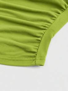 Top mujer corto de Un Hombro con Lazo Atrévete a Brillar en Cada Ocasión de estilo Y2K trendy - Verde Lima - Ver 3