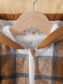 Vintaside Kids Baby Boy Patch Letter Graphic Thermal Lined Casual Hoodie Jacket, Autumn/Winter - Camel - View 4