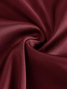 Pitira 少女派对礼服，侧边褶裥缎面吊带伴娘礼服，优雅正式晚宴舞会婚礼宾客礼服，毕业典礼、晚宴派对礼服 - 酒紅色 - 查看 8