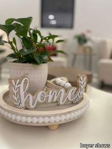 1PC Decor 12in Round Tray For Home Decor-Wood Beaded Tray- Decorative Round Tray For Living Room Decor Coffee Table Decor Kitchen Table Decor Or Farmhouse Serving Tray - Tray-wood Color - View 10