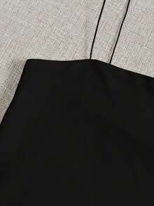 Top corto de tirantes delgado unicolor - Negro - Ver 4