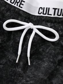 女士休闲宽松阔腿运动裤，适合秋冬日常休闲穿着 - 黑色 - 查看 5