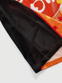 ROMWE MEN Teletubbies X ROMWE Áo thun nam cổ chữ V tay ngắn họa tiết hoạt hình Colorblock thường ngày, mùa hè - Màu vàng - Xem 5