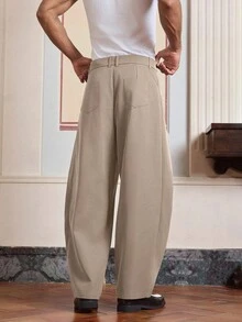 SWAVVY 男士休闲时尚梭织长款设计裤 - 卡其色 - 查看 4