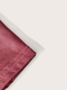 SHEIN EZwear Bộ jumpsuit dài tay màu đỏ tía co giãn khóa kéo phía trước dành cho nữ, chất liệu da, kiểu dáng catsuit, gợi cảm. - Màu Đỏ Sâu - Xem 5