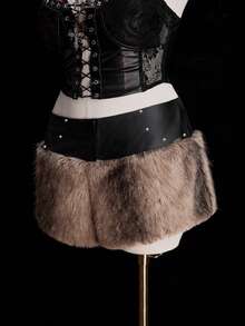 Sunspun Sexy Minimalist Furry Shorts - Brown - View 6