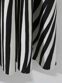 GlowEve CURVE Gestreifter A-Linien Rock in Große Größen für Damen, lässig, locker geschnitten, elegant und vielseitig einsetzbar für Party, Alltag, Herbst/Winter - Verschiedenfarbig - Übersicht 6