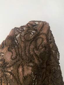 Maweii Plus Size Women Stand Collar Sleeveless Pleated Lace Ruched Waist Dress - Brown - View 6