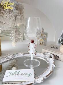 1个圣诞树造型高脚杯，红酒杯，葡萄酒杯，玻璃器皿，适用于家庭、餐厅、家居装饰、餐具、圣诞礼物