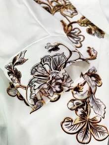 Franclia Women's New Printed Lapel Black And White Long Sleeve Shirt - Multicolor - View 6