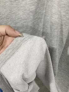 INAWLY Áo nỉ dài tay họa tiết kẻ sọc cổ chữ V rộng rãi thoải mái dành cho nữ - Xám - Xem 7