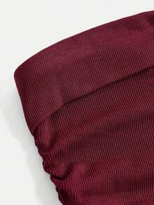 SHEIN Girlism Teen Girls Ruched Waist Knit Crop Top Camisole Red Tube Top Tube Top Strapless Top Tube Tops Women Tube Top With Bra