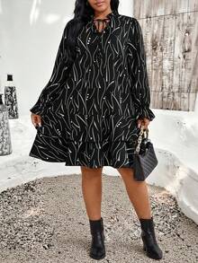 EMERY ROSE Vestido casual de línea A con estampado para mujer talla grande