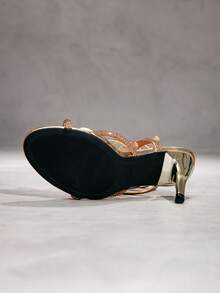 CUCCOO SZL Fashionable Crystal Ankle Strap Sexy High Heel Sandals, Suitable For Dates, Gatherings, Parties And Other Occasions - Gold - View 7