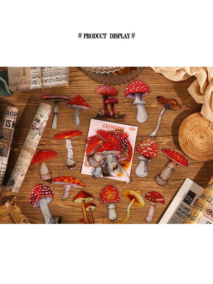 1Pack 40Pcs Vintage Plant & Mushroom PET Stickers, DIY Scrapbooking, Planner Sticker Materials,School Supplies - Multicolor - View 1