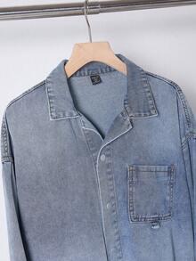2 Peças Conjunto de Moda Casual Adolescente Y2k Vintage Legal Retorna à Escola Faculdade Duas Peças Conjunto de Design Lavável Azul Confortável e Simples Camisa Denim e Calça Denim Larga Confortável para Roupas Infantis Adolescente Roupa Diária Macia e Roupas de Inverno e Outono Rave Festivais e Roupas Streetwear - Azul - Visão 3