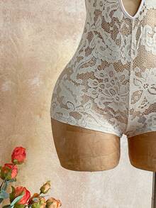 Soleia 女士花卉蕾丝深V领性感吊带连体衣