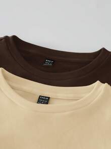 SHEIN BASICS 两件装纯色针织圆领长袖修身短款T恤，女士款，升级保暖面料，带保暖内衬但不臃肿，基础款弹力百搭秋冬女装上衣 - 彩色 - 查看 7