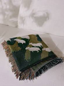 Cirelle 1 件天空下的羔羊图案波西米亚流苏提花毯，厚实、柔软、无印花、可水洗、易护理、不褪色，适用于家居装饰、沙发、椅子、床、壁挂、桌布、地板、花园、野餐、户外露营