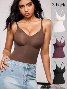 SuitURBody 3pcs Women's Camisole Tops With Removable Padded Bra