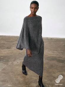 Aveloria Modichic 两件套：优雅针织罩衫和吊带连衣裙 - 深灰色 - 查看 1