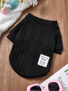 PETSIN 1 Pc Black Pet Knitted Sweatshirt For Autumn And Winter, Dry And Warm Pet Clothes