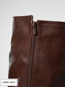 SHUZIA 女式宽筒杏仁头粗跟及膝靴 - 棕色 - 查看 7