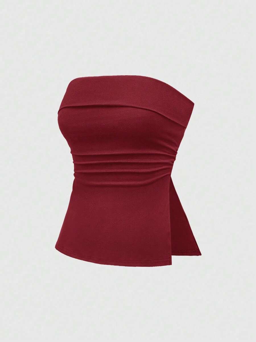 Top mujer stapless cualquier ocasión formal casual trendy corte A femenino - Burdeos - Ver 1