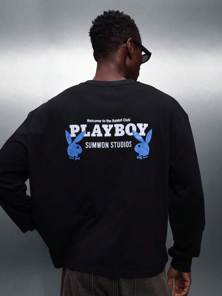 PLAYBOY X SUMWON Boxy Long Sleeve Tee With Print