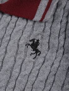 Franclia 两件套复古撞色 Polo 领长袖纽扣针织衫搭配百褶迷你裙，女士休闲套装，秋冬款 - 彩色 - 查看 6