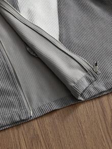 SWAVVY Men's Fashion Corduroy Patchwork Short Sleeve Shirt, Spring/Summer Cropped Graphic Shirt Men Crop Shirt Grey Shirt Graphic