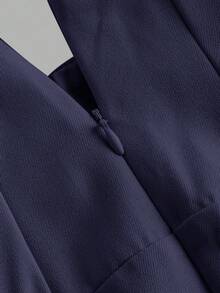 SHEIN Tween Girls Casual Fashionable Comfortable High Waist Wide Leg Straight Trousers, Suitable For Dailywear Navy Blue Pants Navy Pants Girls Pants Wide Leg,Kids Clothes Girls,Tween Girl Pants Long Pants Wide Leg Pants - Navy Blue - View 5