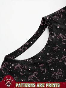 Resyla 女士休闲T恤，饰以樱桃、蝴蝶结和星星图案，街头时尚风格，适合春夏穿着。 - 彩色 - 查看 3