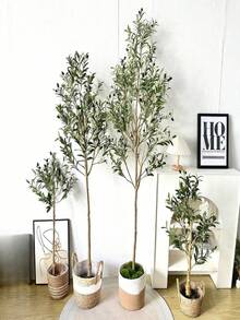 نبات زيتون اصطناعي طول 130-200 سم، أغصان عالية، أوراق بلاستيكية زخرفية، نبات اصطناعي للديكور المنزلي، عيد الحب، هدايا عيد الميلاد والتخرج - متعدد الألوان - مشاهدة 2